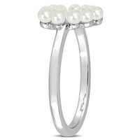 Miabella női tenyésztett édesvízi fehér gyöngy 14kt fehérarany nyitott szívgyűrű