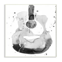 Stupell Industries akusztikus gitár absztrakt akvarell minta festés, keret nélküli művészeti nyomtatási fal művészet,