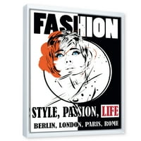 Designart 'Style Passion Life Fashion Woman IV' Vintage keretes vászon fali művészet nyomtatás