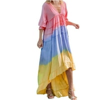 Efsteb Maxi ruha nőknek divatos Vintage nyári strand ruha alkalmi Plusz méretű színes blokk Patchwork ruha V-nyakú