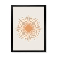 Designart 'Minimális fényes ragyogó narancssárga napsugár iii' modern keretes művészet nyomtatás