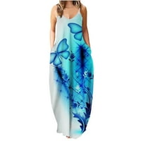 Nyári ruhák női strand, Női Alkalmi ujjatlan Maxi ruha plusz méretű pillangó nyomtatás nyári hosszú ruhák Cami Beach