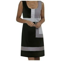 Puawkoer Női Mini ruhák ruha nyomtatás Ujjatlan alkalmi Geometriai O-nyakú Női Ruha Női felsők XL fekete