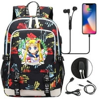 Bzdaisy Sailor Moon Hátizsák USB töltéssel és Laptop védelemmel-Multi-Pocket Nagy kapacitású kétoldalas zseb Unise