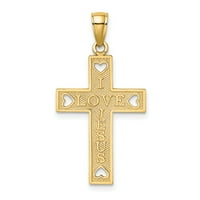 Karátos karátos 14k sárga arany szeretem Jézus kereszt szívvel medál varázsa 10K sárga arany könnyű kötél lánc nyaklánc