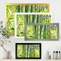 Designart 'Világos és zöld bambuszszálak' átmeneti keretes művészet