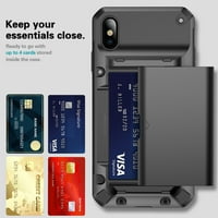 iPhone tokhoz, iPhone XS tok Pénztárca hitelkártya-tulajdonos azonosító nyílása tolóajtó rejtett zseb férfiak nők karcolásgátló