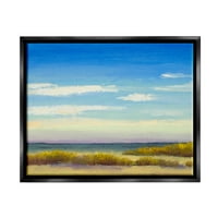 Coastal Beach Vivid Blue Sky Coastal Painting Jet fekete keretes művészeti nyomtatási fal művészet