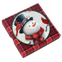 Karácsonyi négyzet alakú ajándékkártya -tartó és pénzdoboz, piros kockás hóember