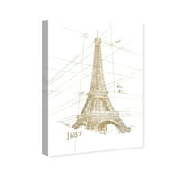 Wynwood Studio Architecture and Buildings Wall Art Canvas nyomatok 'Arany Eiffel -torony' Európai épületek - Arany,