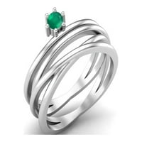 Kerek Zöld Ony Ezüst Csavart Női Jegygyűrű