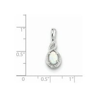 Ezüst szimulált opál és gyémánt medál - . dwt . cwt-intézkedések 13x széles