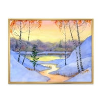 Patak a téli erdőben II keretes festmény vászon művészeti nyomtatás