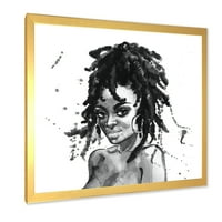 Designart 'Afro -amerikai nő II. Fekete -fehér portréja' 'Modern keretes művészeti nyomtatás