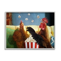 Stupell Industries kakas csirke dobás A pattogatott kukorica film éjszakai keretes fal művészete, 16, Lucia Heffernan