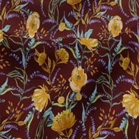 oneOone Viszkóz Jersey szövet akvarell levelek & bazsarózsa virágos dekoráció szövet Nyomtatott BTY széles