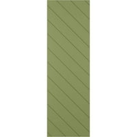 Ekena Millwork 15 W 64 H True Fit PVC Diagonal Slat Modern Style rögzített redőnyök, moha zöld