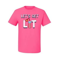 Vad Bobby, Let ' s Get Lit Funny július 4 tűzijáték, Americana American Pride, férfi grafikus póló, Neon rózsaszín,