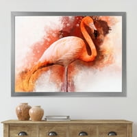 Designart 'A Pink Flamingo II absztrakt portréja' parasztház keretes művészeti nyomtatás