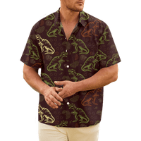 Férfi alkalmi Hawaii ing dinoszauruszok gomb le Rövid ujjú ingek fiúknak