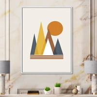 Designart 'Sun and Mountain Abstract' Modern keretes vászon fali művészet