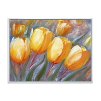 Designart 'Absztrakt sárga virágzó tulipánok' hagyományos keretes vászon fali művészet