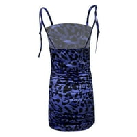 Hivatalos ruhák a nők Molett méretű Rakott európai és amerikai stílusú leopárdmintás kötőfék rövid ruha ruha Kék L