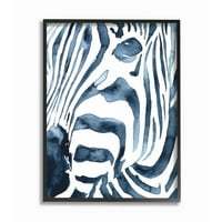 Stupell Industries Blue Zebra Stripe Portré Állatkert állatok Face Facation Wall Art Design, Victoria Borges, 16 20