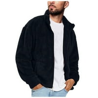 wendunide kardigán férfiaknak Fuzzy Sherpa kabát Alkalmi Téli állvány gallér Zip Up Outwear kabát termés felsők férfiaknak