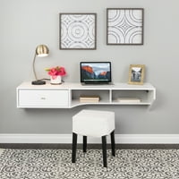 Prepac Home Office Modern 58 széles úszó íróasztal fiókkal, fehér