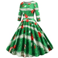 Karácsonyi női klasszikus Tea ruha Hosszú ujjú Legénység nyak ruha koktél Swing Party ruhák
