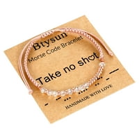 Születésnapi ajándékok nőknek Morse kód karkötők nőknek Charm karkötők állítható Rózsaszín Tini Lány Barátság karkötő