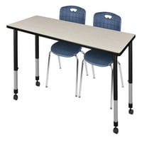 Kee 60 30 állítható magasságú mobil tantermi asztal-juhar & Andy 18-in Stack székek-Sötétkék