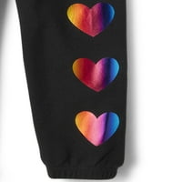 A Gyerekhely Girls Active Rainbow Heart Graphic Cinch Pant, Méret 4-16