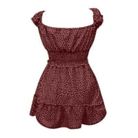 Skpblutn nyári ruhák Rakott ujjú Dekoltázs nyomtatás Mini Sun Divat Alkalmi ruhák nőknek Hot Pink L