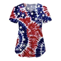 Negyedik július ingek Női Usa Star Stripes V nyakú póló felsők