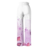 Női virágos gradiens strand nadrág Streetwear zsebekkel széles láb Lounge nadrág