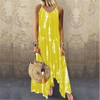 Női ruhák plusz méretű Női V-nyakú Shift ujjatlan Maxi csíkos Clearance Shift forró értékesítési ruhák sárga 3XL