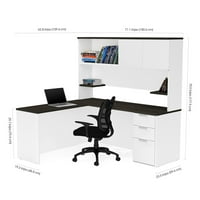 Pro-Concept Plus L-íróasztal Hutch-szal fehér és Mélyszürke színben