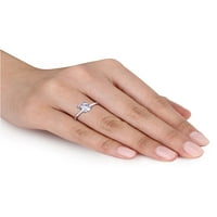 Carat T.G.W. Létrehozott fehér zafír 10K fehérarany pasziánsz gyűrű