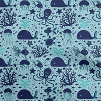 oneOone Georgette Viszkóz Világoskék Szövet óceán víz alatti élet foltvarrás kellékek nyomtatás varrás szövet az udvaron