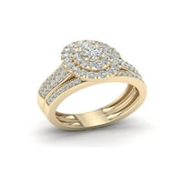 1 ct tdw gyémánt 14K sárga arany ovális alakú menyasszonyi készlet