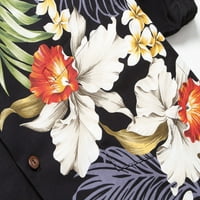 Made in Hawaii férfi Hawaii ing Aloha ing oldalán virágos orchidea Fekete
