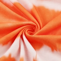 Gotyou nyári ruha Női pulóver V-nyakú divat nyakkendő festett Rövid ujjú Térdig érő ruha Narancs Xl