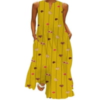 Niuer Női Tank ruha v nyakú nyári strand Sundress virágmintás hosszú Maxi ruhák Bohém Ujjatlan stílus C XL