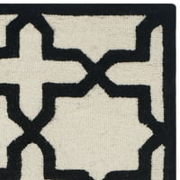 Cambridge Liz Geometriai Gyapjú Terület Szőnyeg, Elefántcsont Fekete, 6 ' 6 ' Négyzet