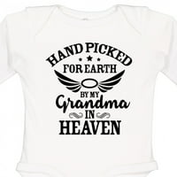 Inktastic válogatott Föld nagymamám a mennyben angyal szárnyak ajándék kisfiú vagy kislány hosszú ujjú body