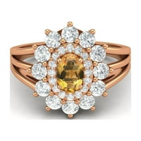 4. Ctw ovális alakú természetes citrin 10k Rózsa arany Pasziánsz Női jegygyűrű
