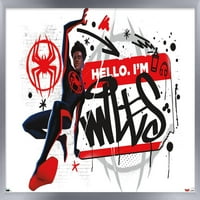 Marvel Spider-Man: az egész Spider-vers-Hello vagyok Miles fal poszter, 14.725 22.375 keretezett