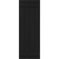 Ekena Millwork 1 2 W 38 H True Fit PVC Négy tábla csatlakozott a Board-N-Batten redőnyökhöz, fekete